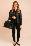 Lucia | Women's Slim-Fit Faux Leather Biker Jacket with Zip Fastening