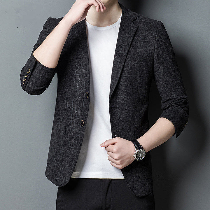 Czarna męska marynarka casual slim fit z wzorem