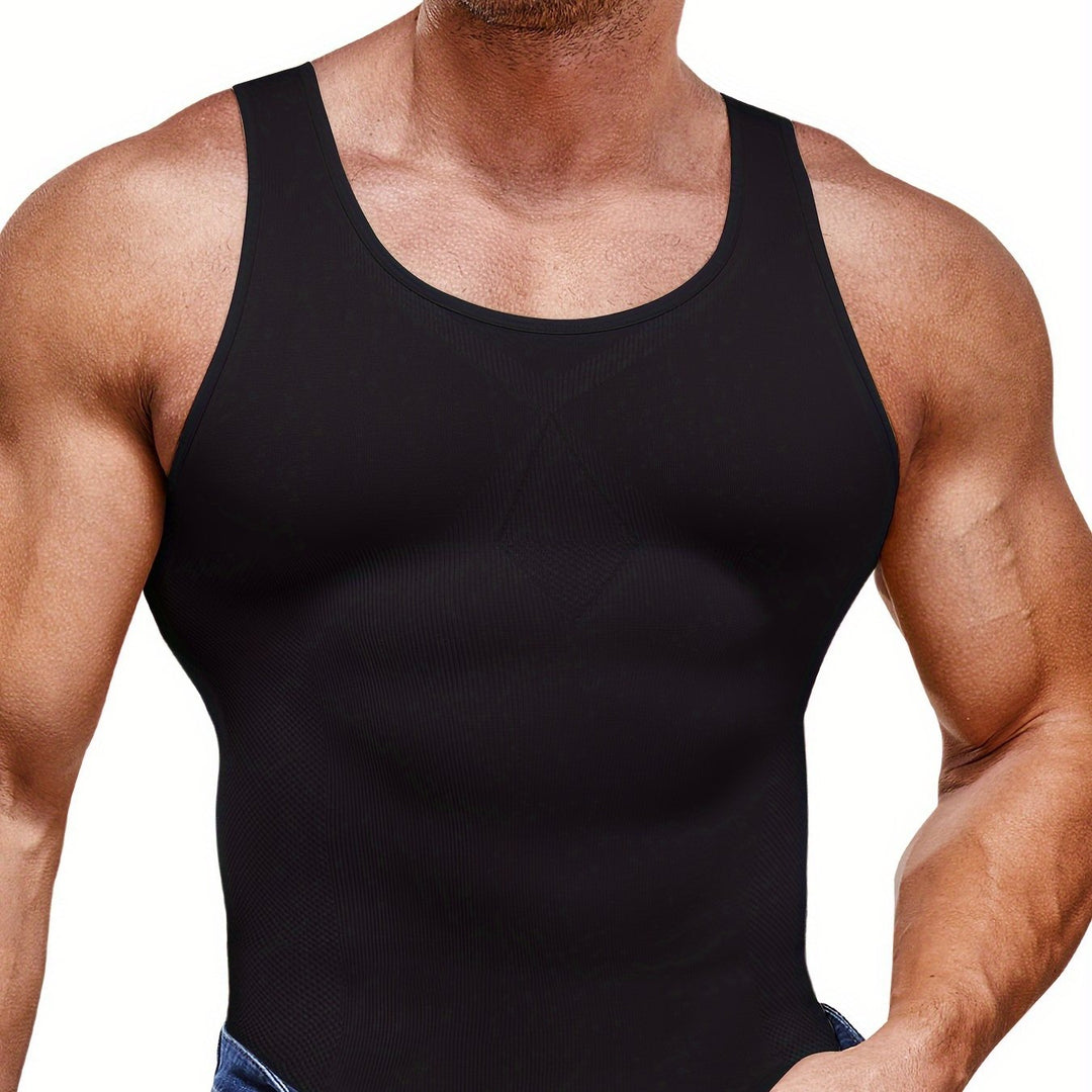 Men's Compression Shirt Shaping Abdomen Control Fitted Sleeveless Tank Top | Slim Fit