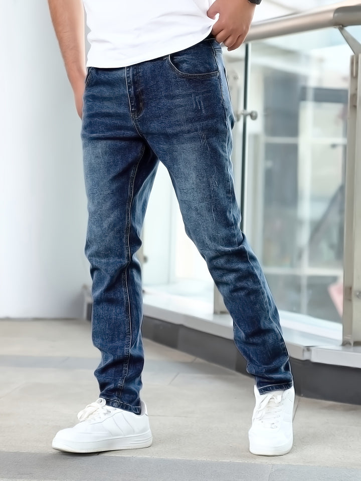 Męskie Jeansy Casual | Spodnie Regular Fit z Prostą Nogawką | Klasyczny Sprany Wygląd | Codzienny Styl