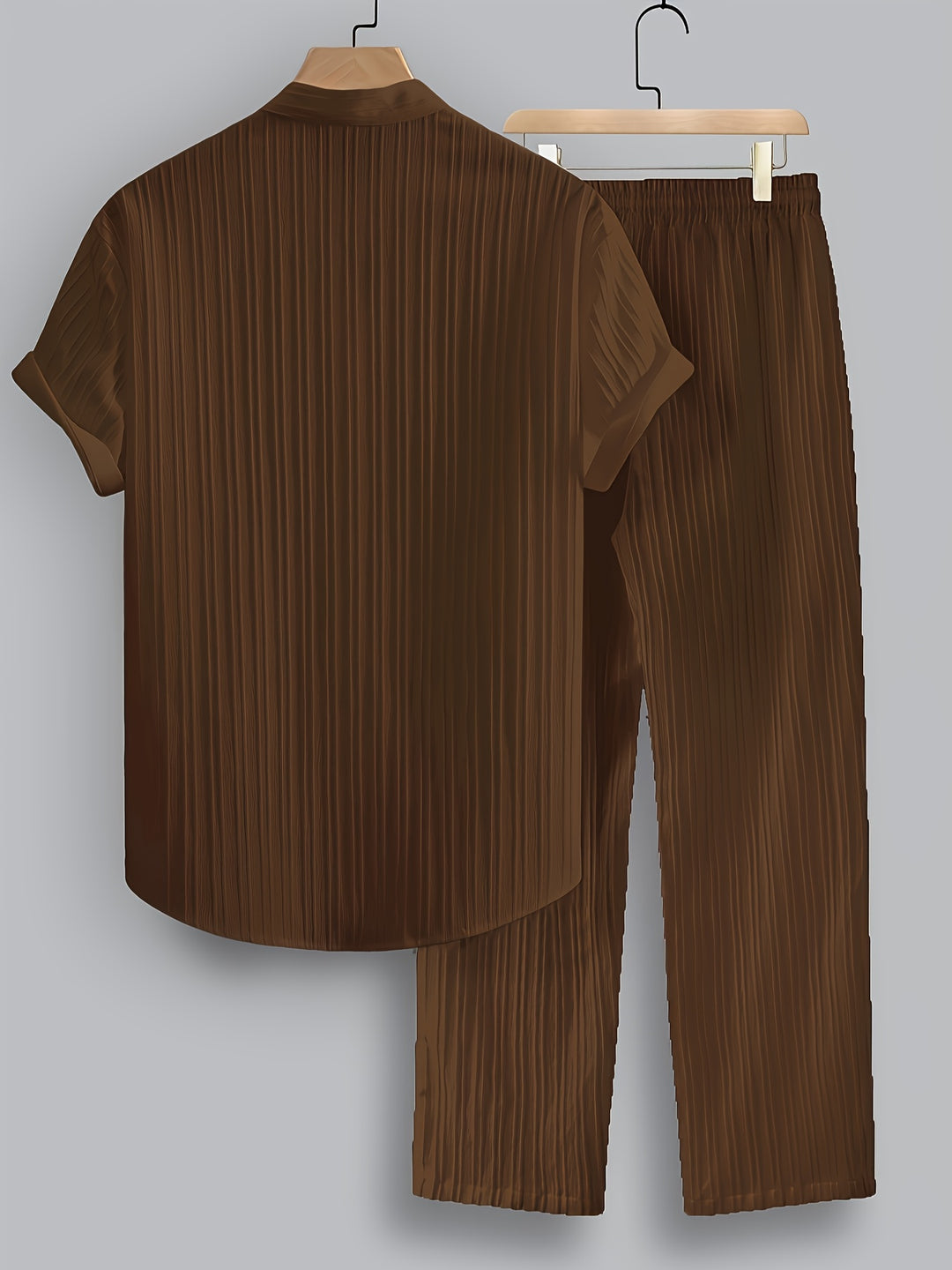 Men's Two-Piece Set | Shirt with Collar and Straight-Leg Pants | Fitted Outfit | Casual Everyday Style