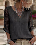 Maria | V-neck blouse with lace sleeves