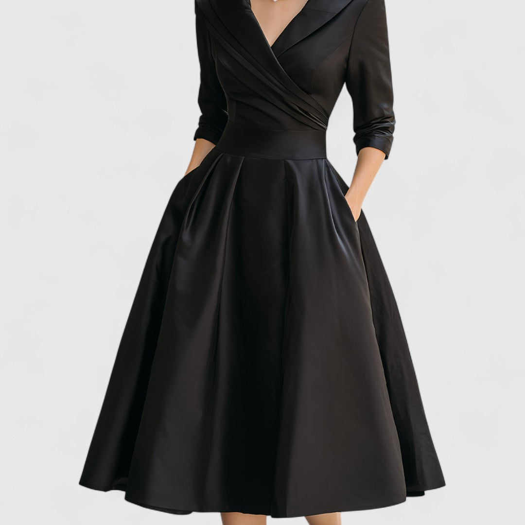 Sylwia | Women's midi wrap dress with collar