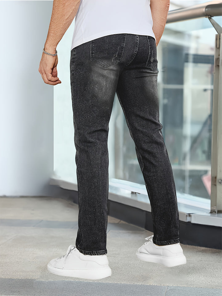 Męskie Jeansy Casual | Spodnie Regular Fit z Prostą Nogawką | Klasyczny Sprany Wygląd | Codzienny Styl
