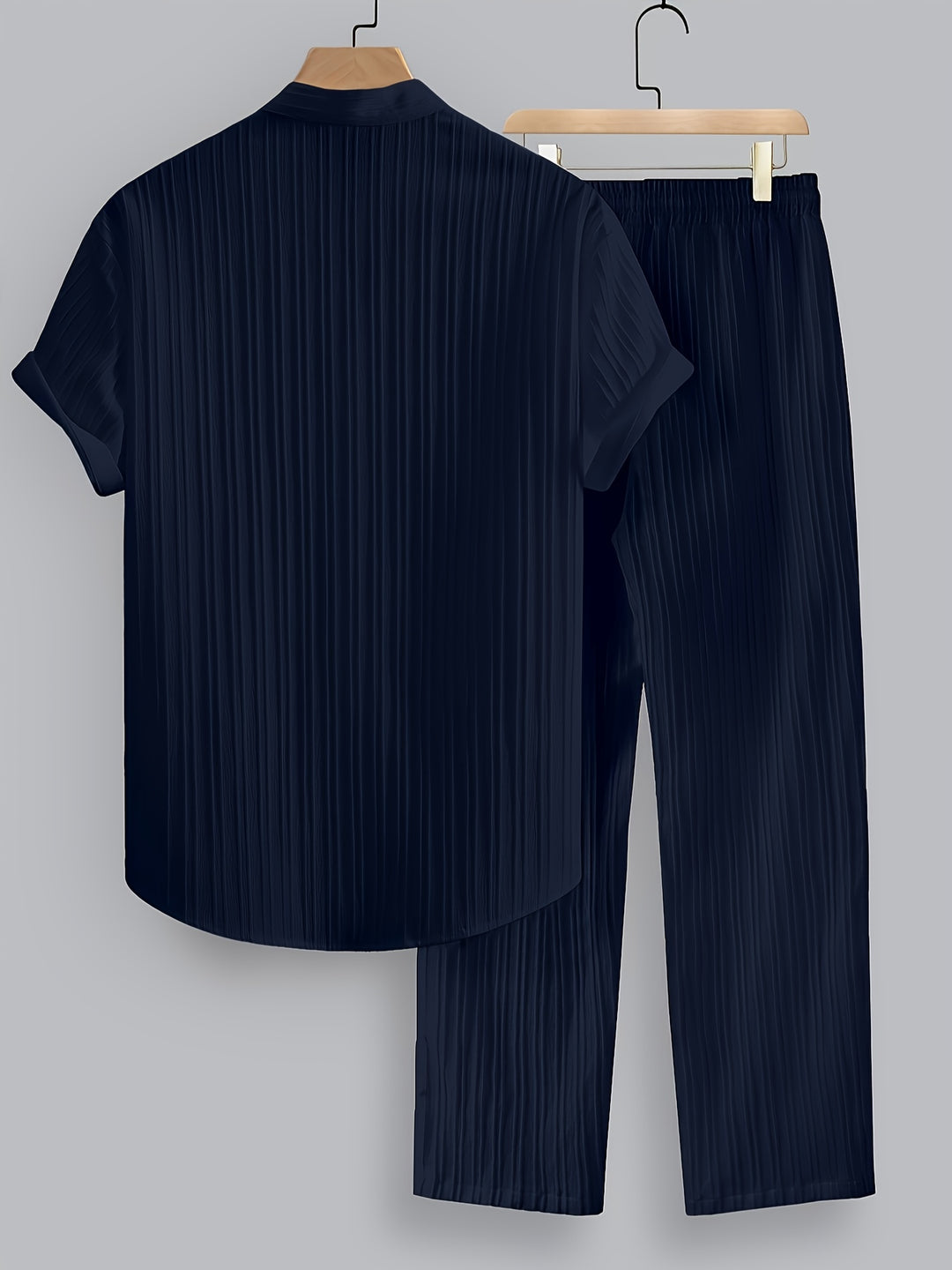 Men's Two-Piece Set | Shirt with Collar and Straight-Leg Pants | Fitted Outfit | Casual Everyday Style
