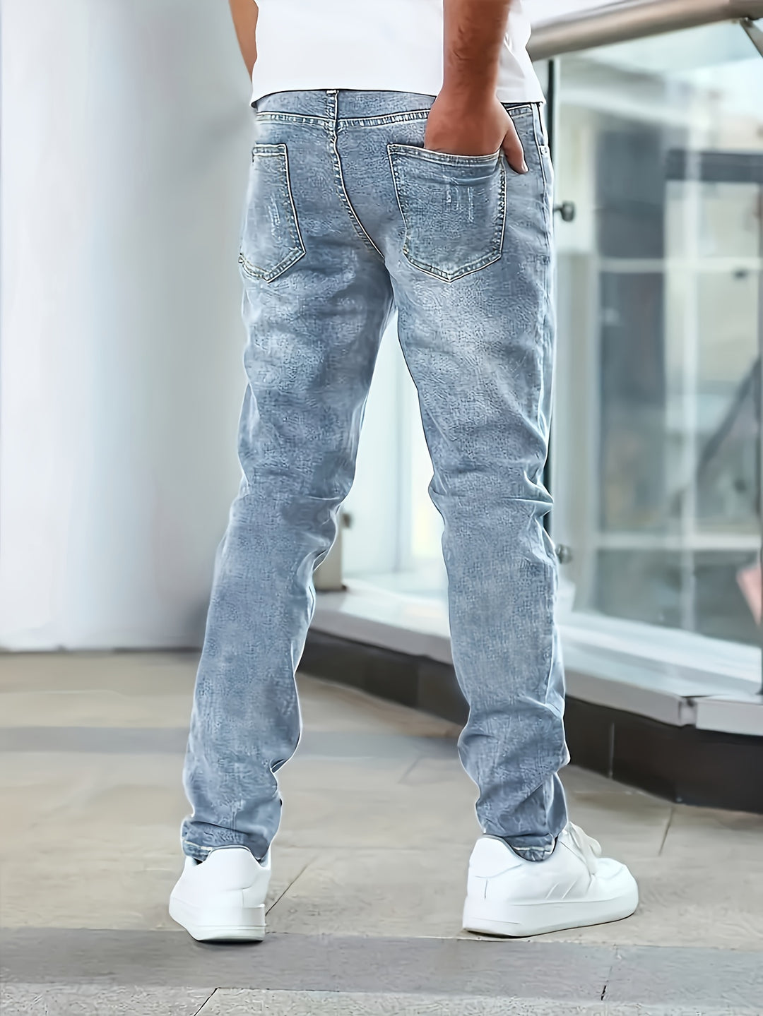 Męskie Jeansy Casual | Spodnie Regular Fit z Prostą Nogawką | Klasyczny Sprany Wygląd | Codzienny Styl
