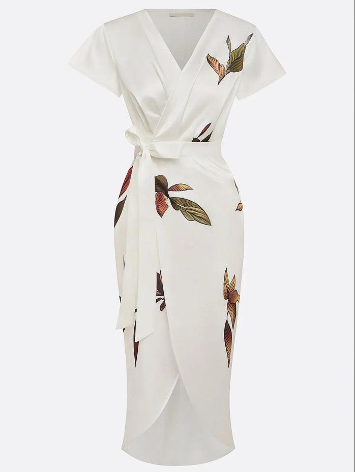 Kamila | Women's patterned midi wrap dress