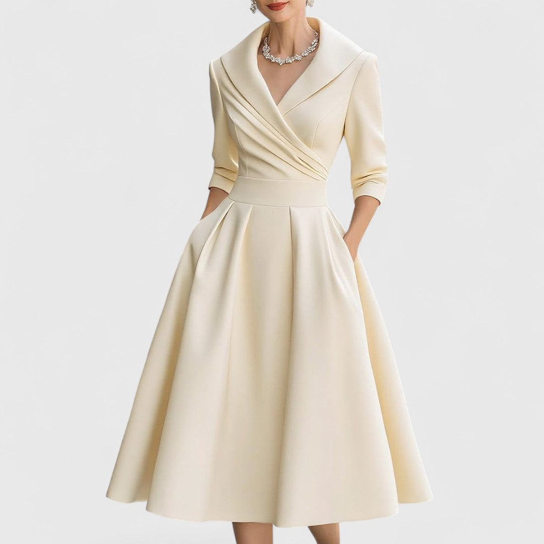 Sylwia | Women's midi wrap dress with collar
