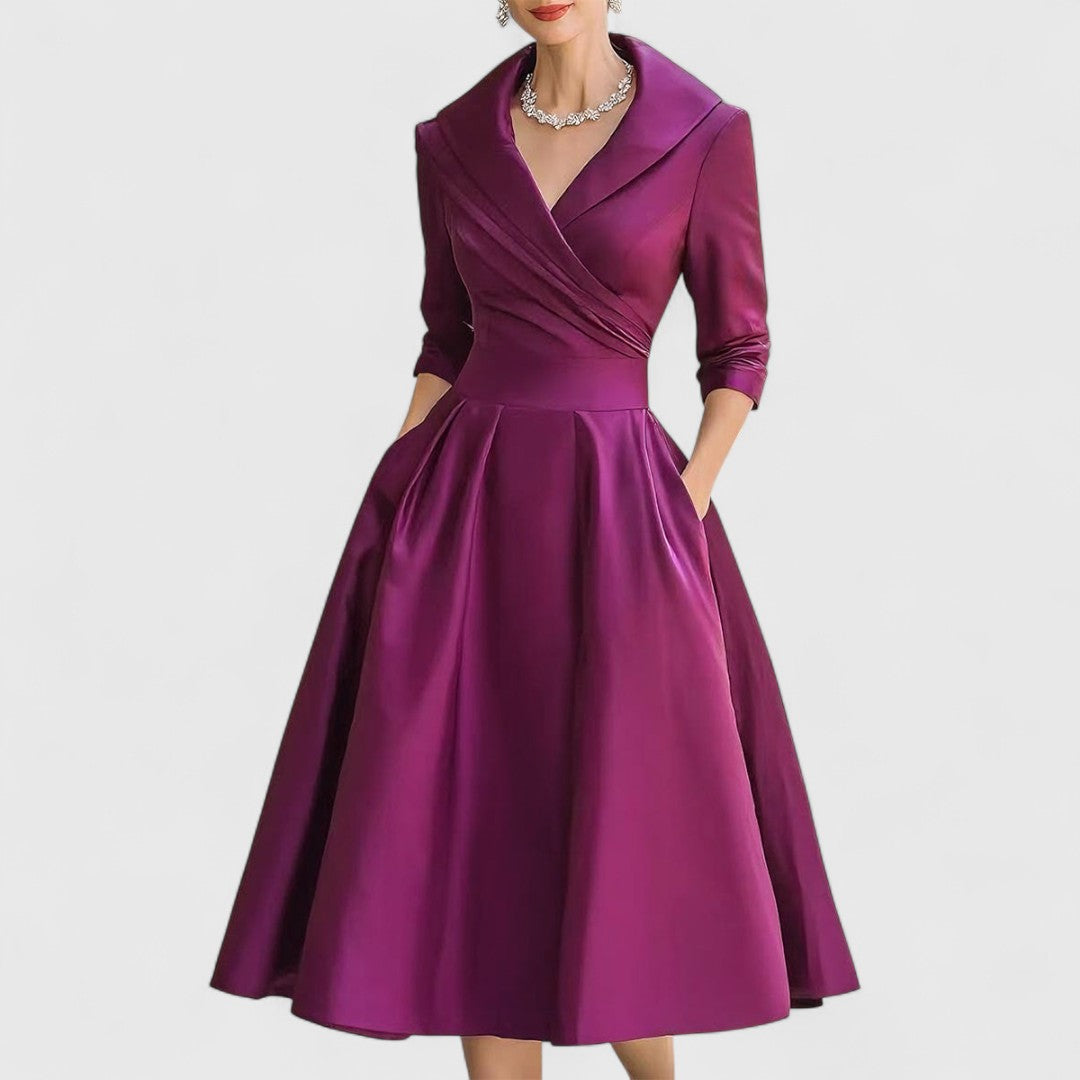 Sylwia | Women's midi wrap dress with collar