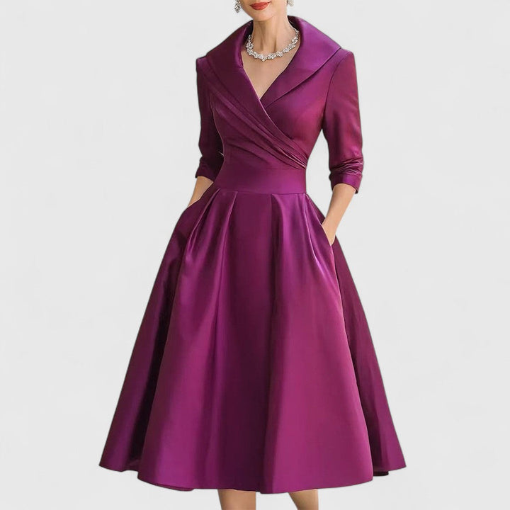 Sylwia | Women's midi wrap dress with collar