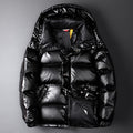 Cyprian | Men's shiny winter jacket with colorful inserts
