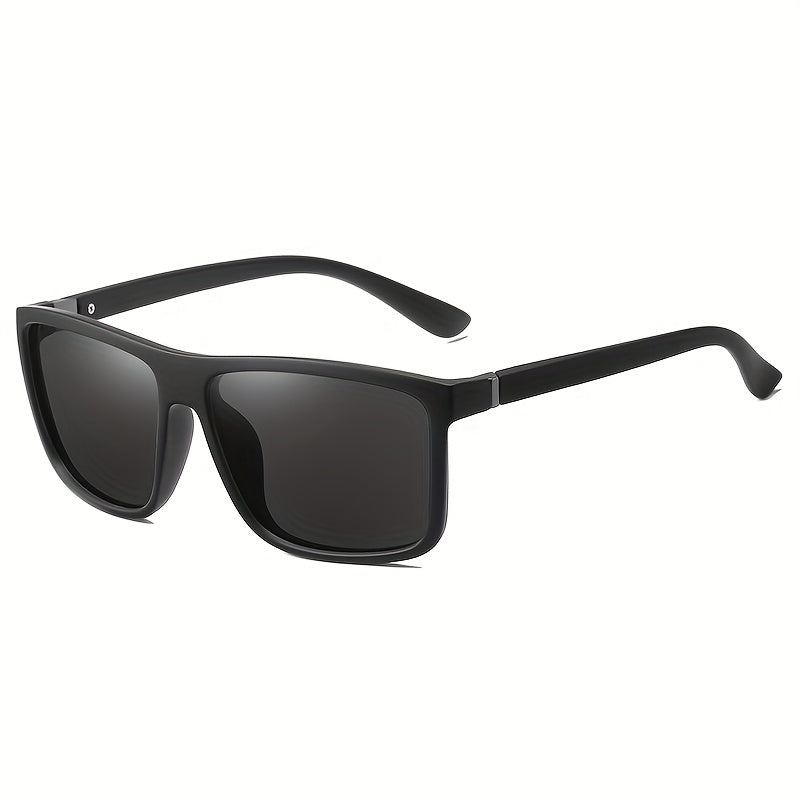 Men's Sunglasses Square Frame Straight Shape Straight Temples | Green Lenses