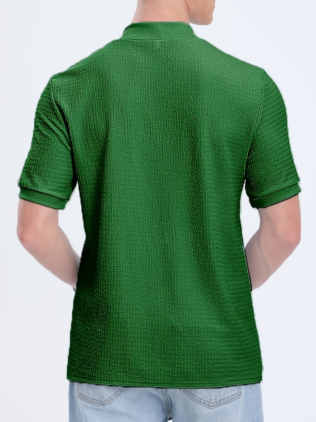 Męski T-Shirt | T-Shirt Skinny Fit z Wysokim Kołnierzem | Krótki Rękaw | Casualowy Styl na Co Dzień
