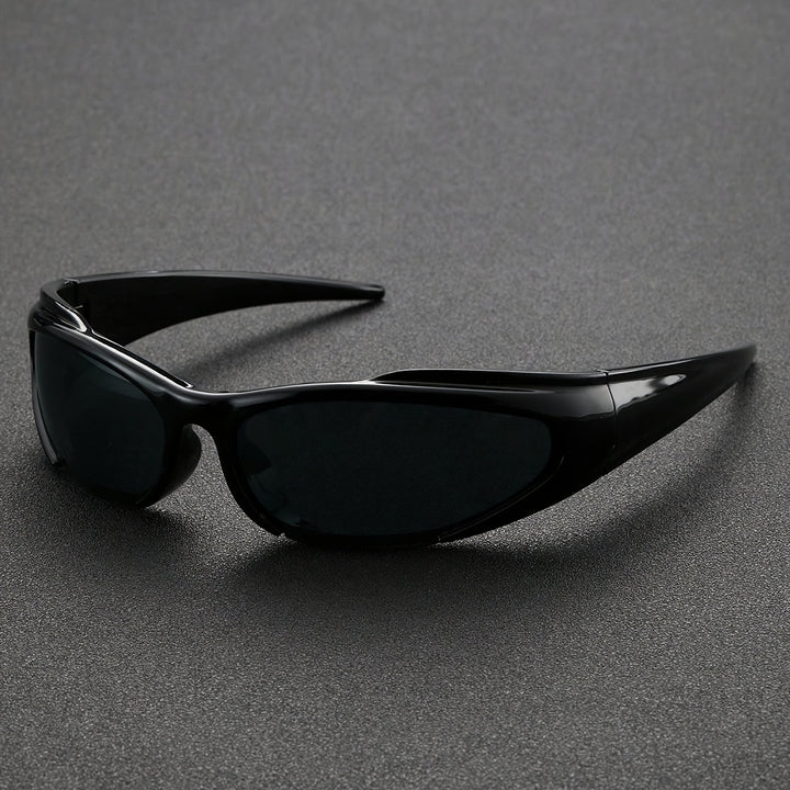 Men's Sunglasses Curved Frame Streamlined Shape Outdoor Style | Dark Lenses