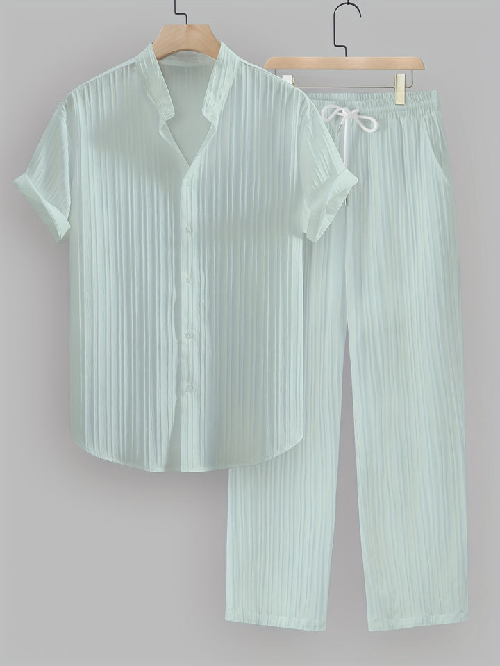 Men's Shirt and Pants Set | Regular Fit Set | Short Sleeve Shirt | Casual Summer Style