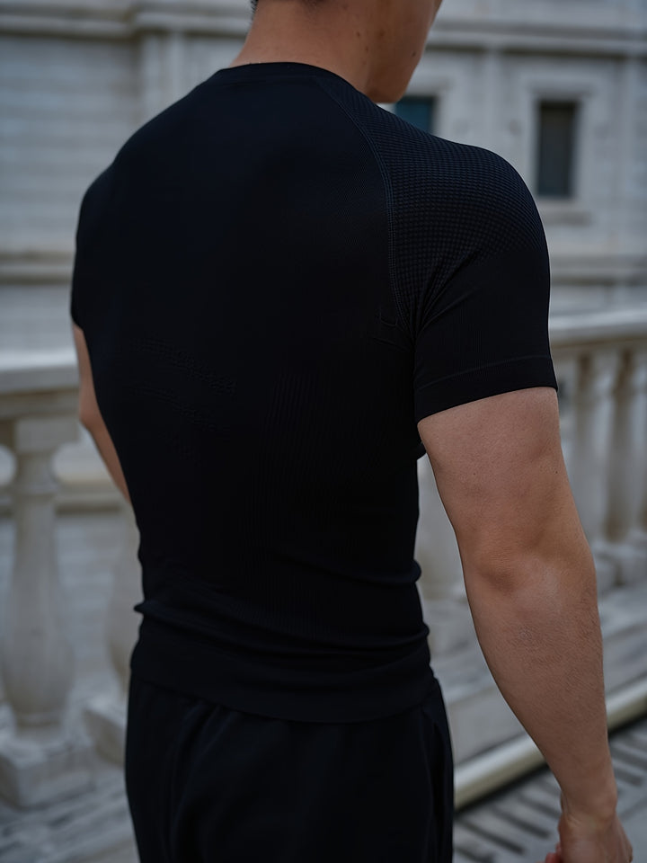 Męska Koszulka Treningowa Siłownia Bieganie Activewear Krótki Rękaw T-Shirt | Obcisły Krój