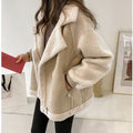 Michalina | Short women's biker jacket, suede style, polyester