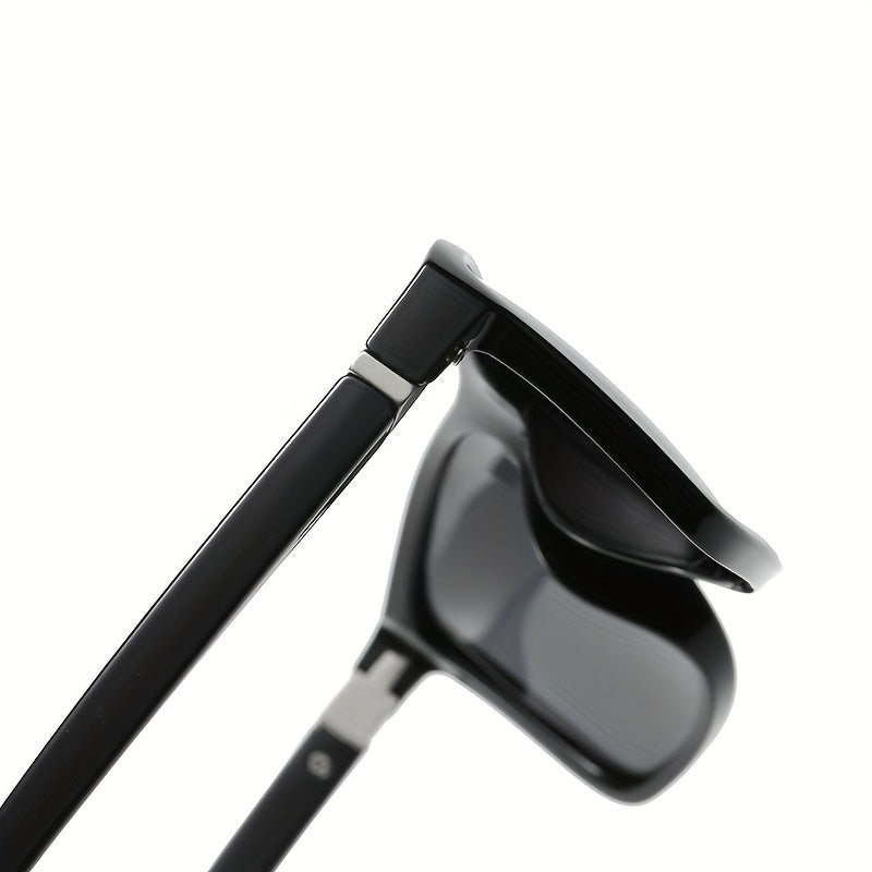 Men's Sunglasses Square Frame Straight Shape Straight Temples | Green Lenses