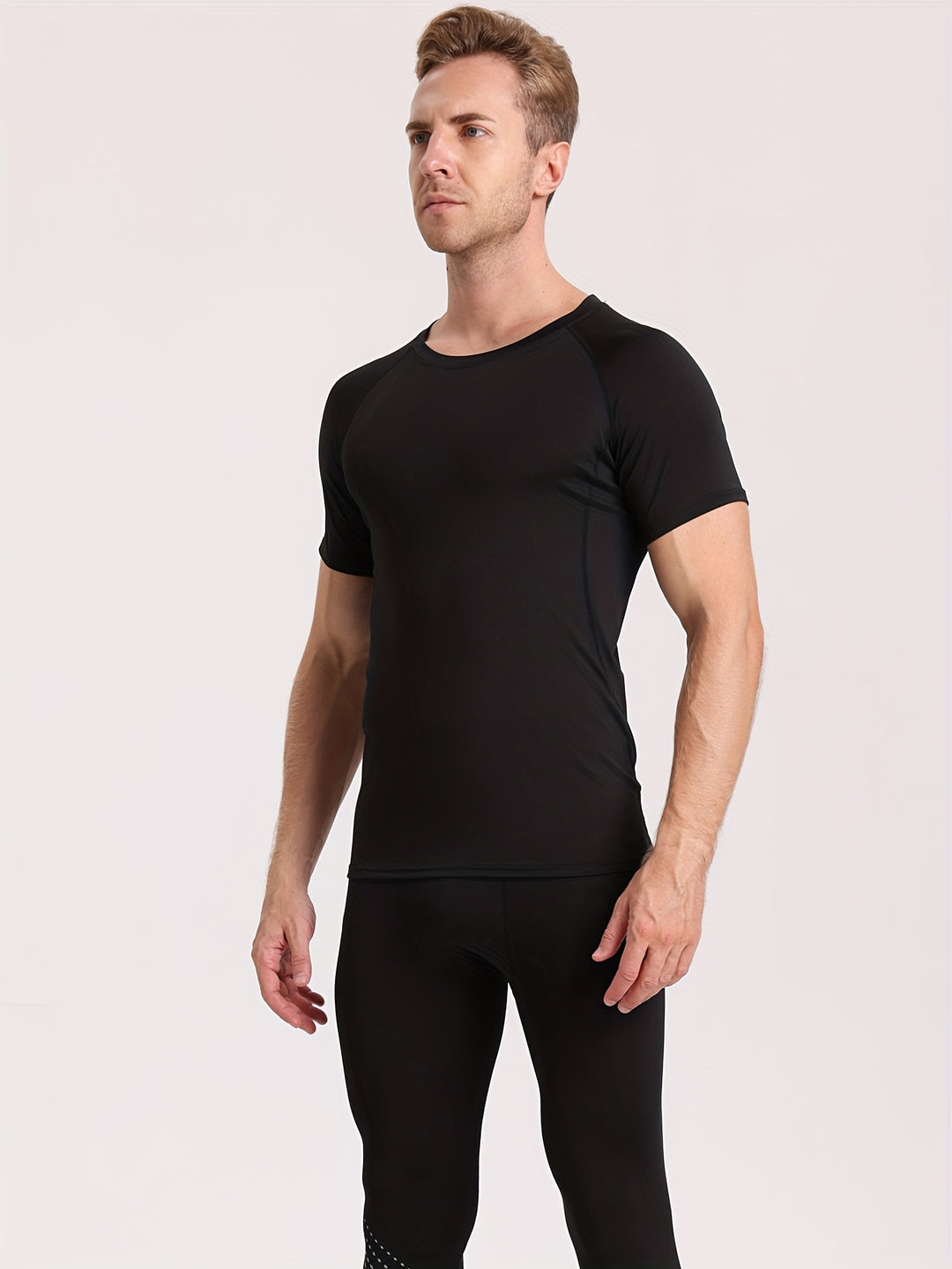 Męski T-Shirt Kompresyjny | Koszulka Skinny Fit z Krótkim Rękawem | Okrągły Dekolt | Sportowy Styl Treningowy