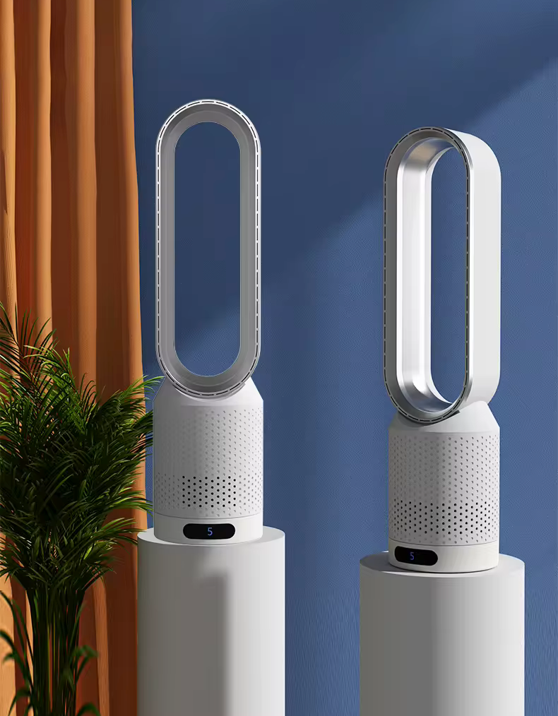 Portable Air Purifier | Bladeless Tower Fan | Multi-Stage Filtration System | Modern Interior Style