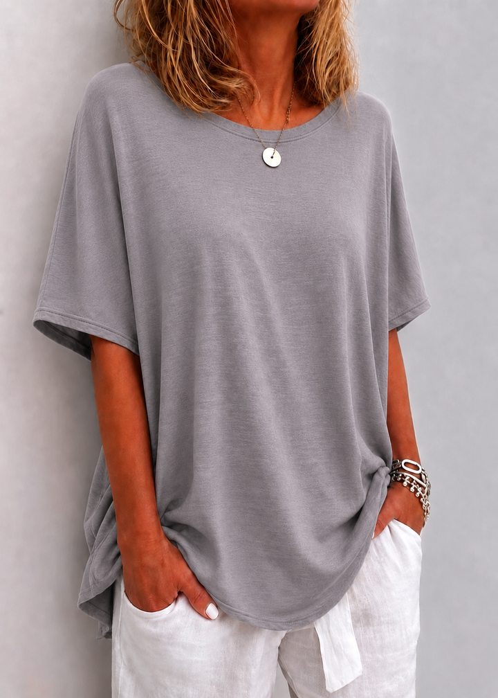 Paulina | Damski T-Shirt Oversize z Okrągłym Dekoltem i Luźnym Krojem