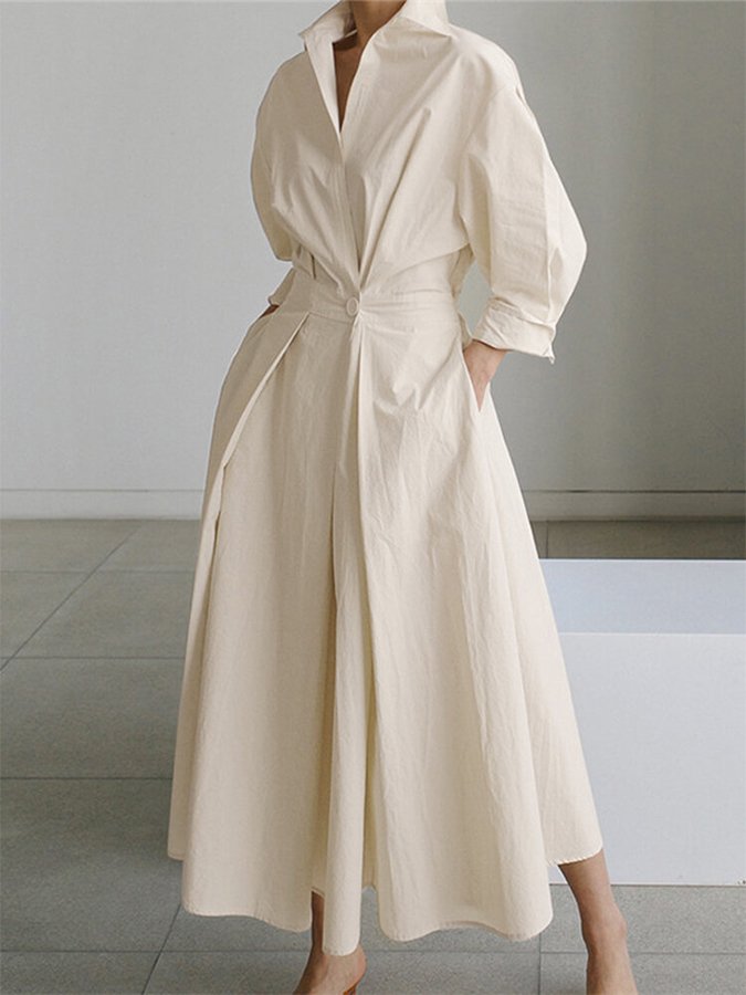 Women's Long Sleeve Dress with Waist Tie | Maxi