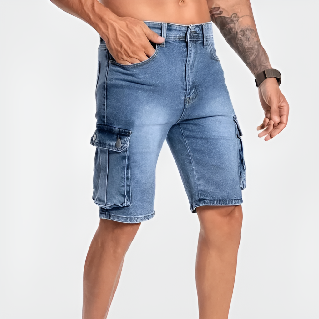 Dawid | Męskie Jeansowe Szorty Cargo