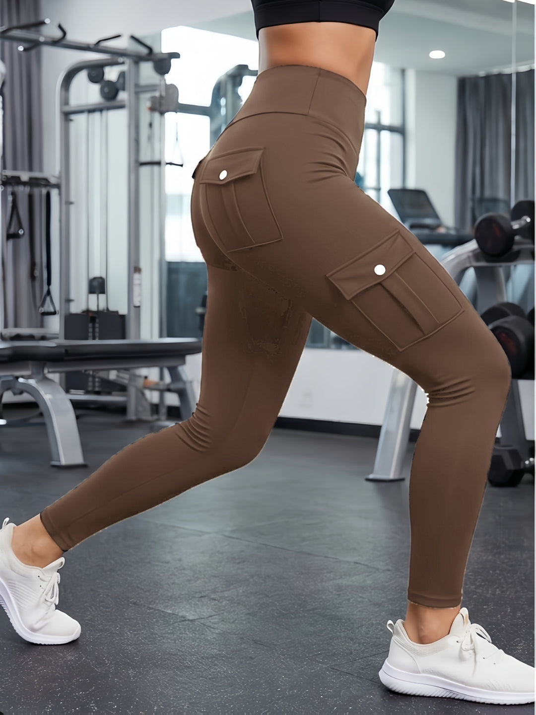 Women's Cargo Leggings with High Waist and Side Pockets | Shaping Fit