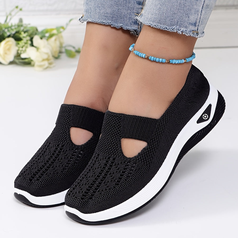 Damskie Dzianinowe Sneakersy Wsuwane z Wycięciem | Krój do Chodzenia