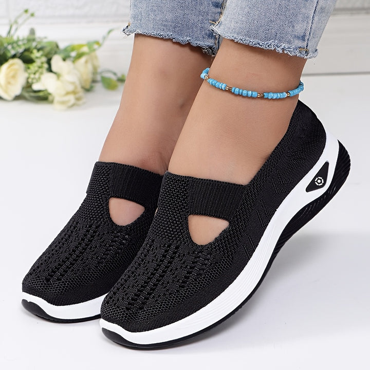 Damskie Dzianinowe Sneakersy Wsuwane z Wycięciem | Krój do Chodzenia