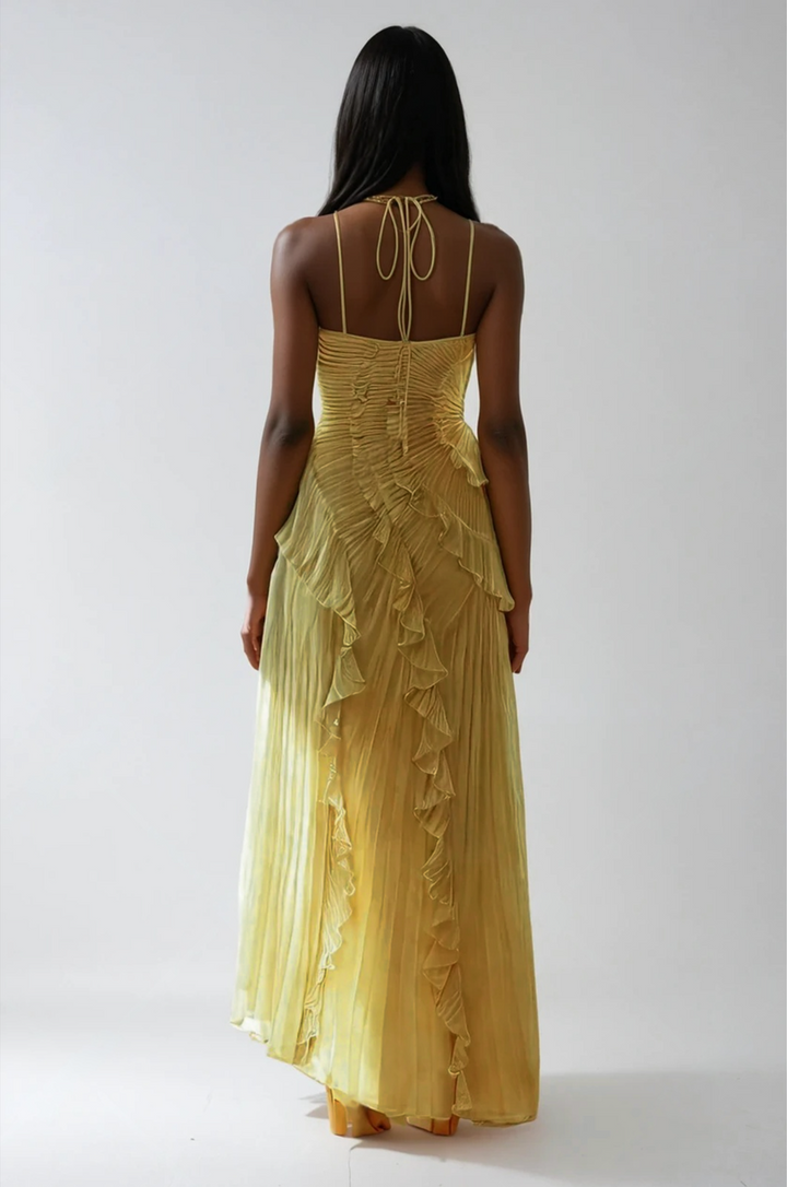 Women's Halter Top Neck Tie Front Drawstring V-Neck Top | Sleeveless