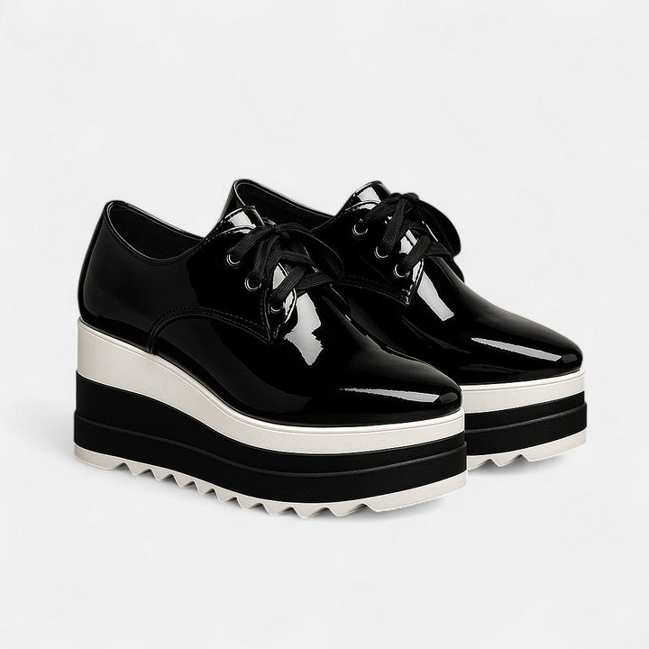 Chiara | Women’s Lace-Up Derby Shoes with a Platform, Round Toe, and Contrasting Sole