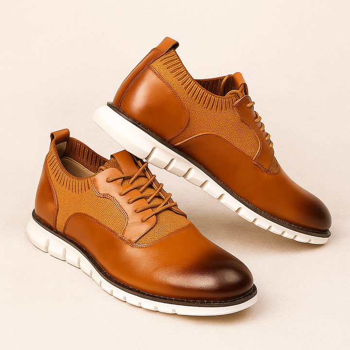 Cedric | Męskie Sznurowane Sneakersy Low Top z Kontrastową Podeszwą