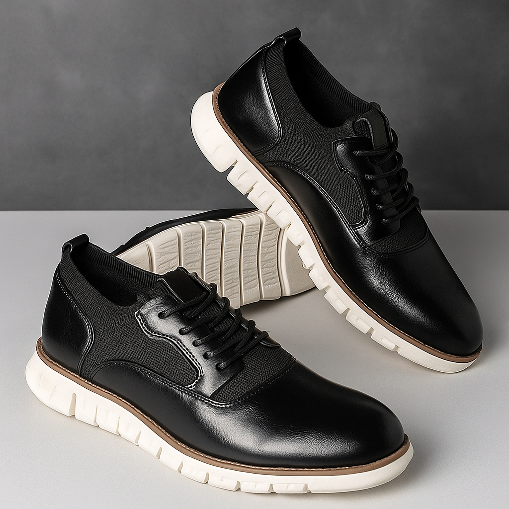 Cedric | Męskie Sznurowane Sneakersy Low Top z Kontrastową Podeszwą