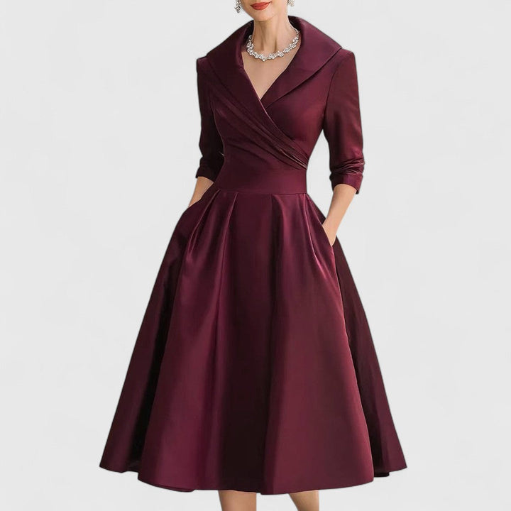 Sylwia | Women's midi wrap dress with collar