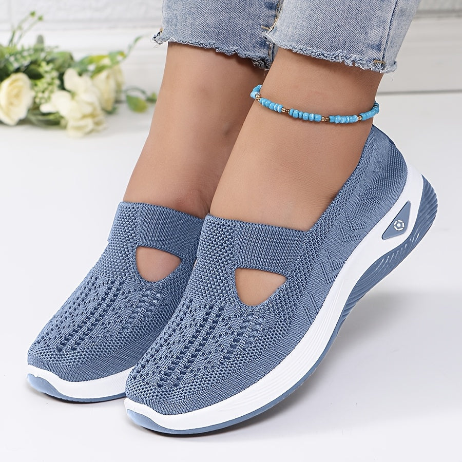 Damskie Dzianinowe Sneakersy Wsuwane z Wycięciem | Krój do Chodzenia