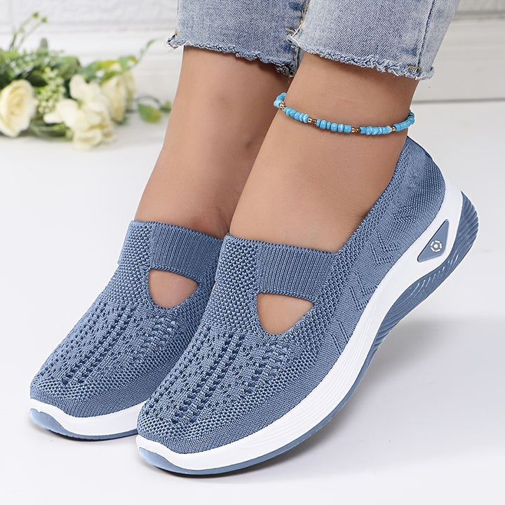 Damskie Dzianinowe Sneakersy Wsuwane z Wycięciem | Krój do Chodzenia