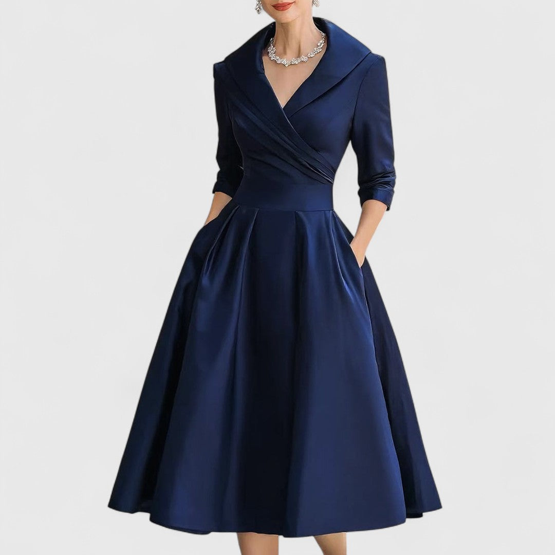 Sylwia | Women's midi wrap dress with collar