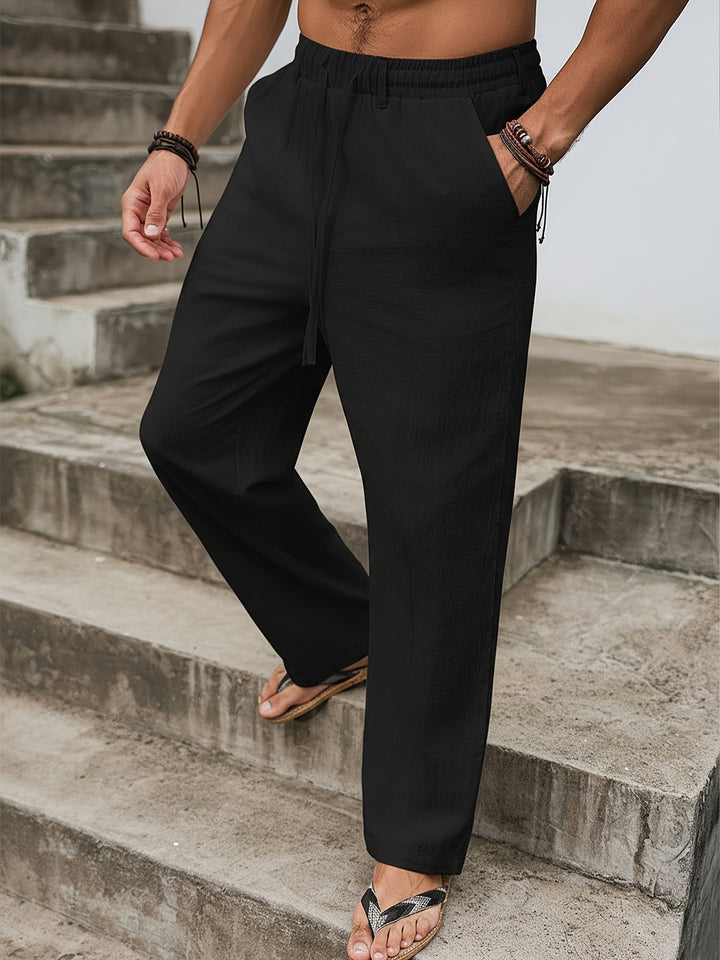 Men's Minimalist Pants Straight Leg Drawstring Waist Pants | Modern