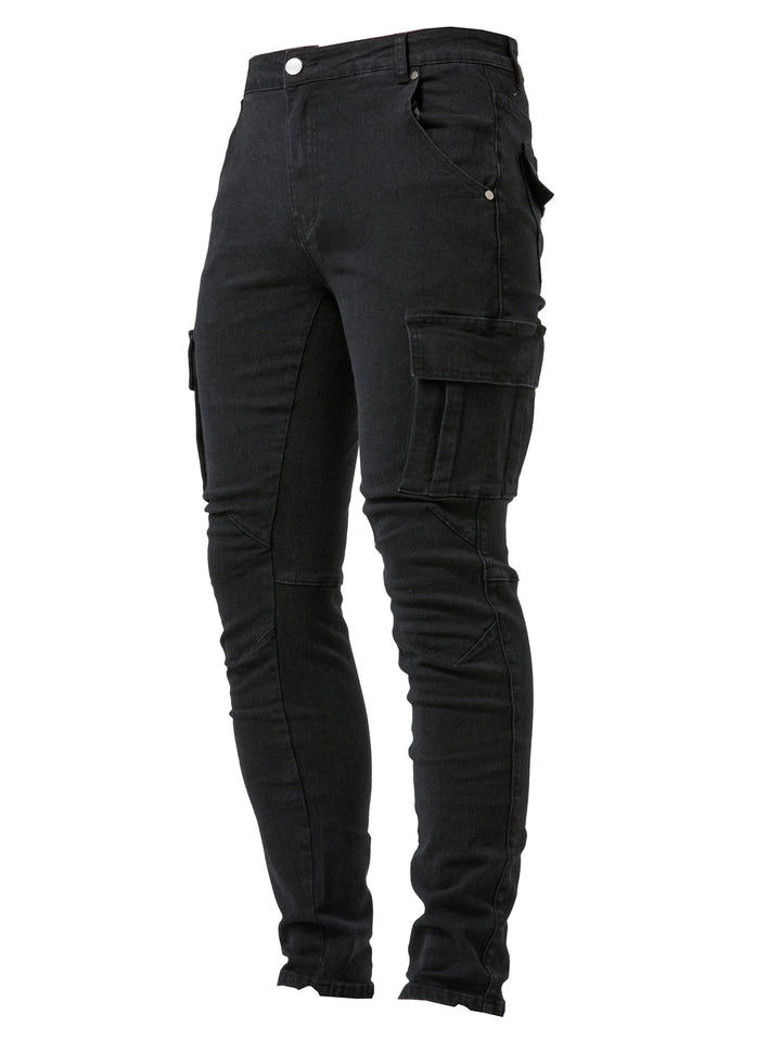 Męskie Jeansy Cargo | Jeansy Skinny Fit | Wielofunkcyjne Kieszenie | Styl Streetwear