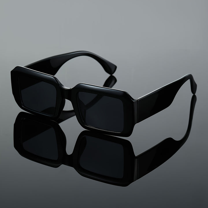 Men's Sunglasses Bold Rectangular Frame Thick Style Wide Temples | Dark Lenses