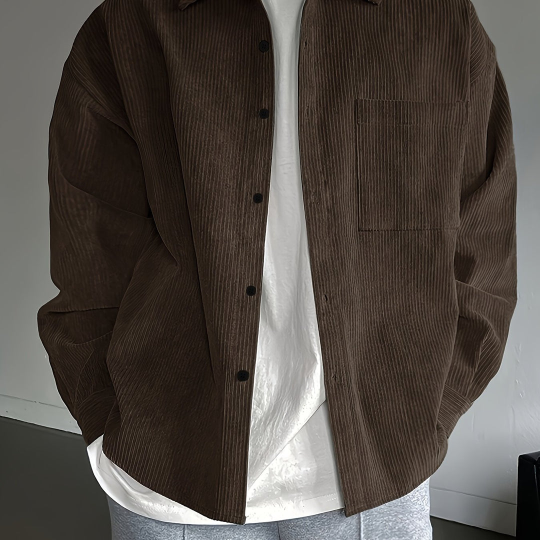 Męska Koszula Overshirt | Koszula Relaxed Fit Zapinana Na Guziki | Długi Rękaw i Kieszeń Na Piersi | Casualowy Styl