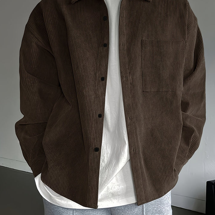 Męska Koszula Overshirt | Koszula Relaxed Fit Zapinana Na Guziki | Długi Rękaw i Kieszeń Na Piersi | Casualowy Styl