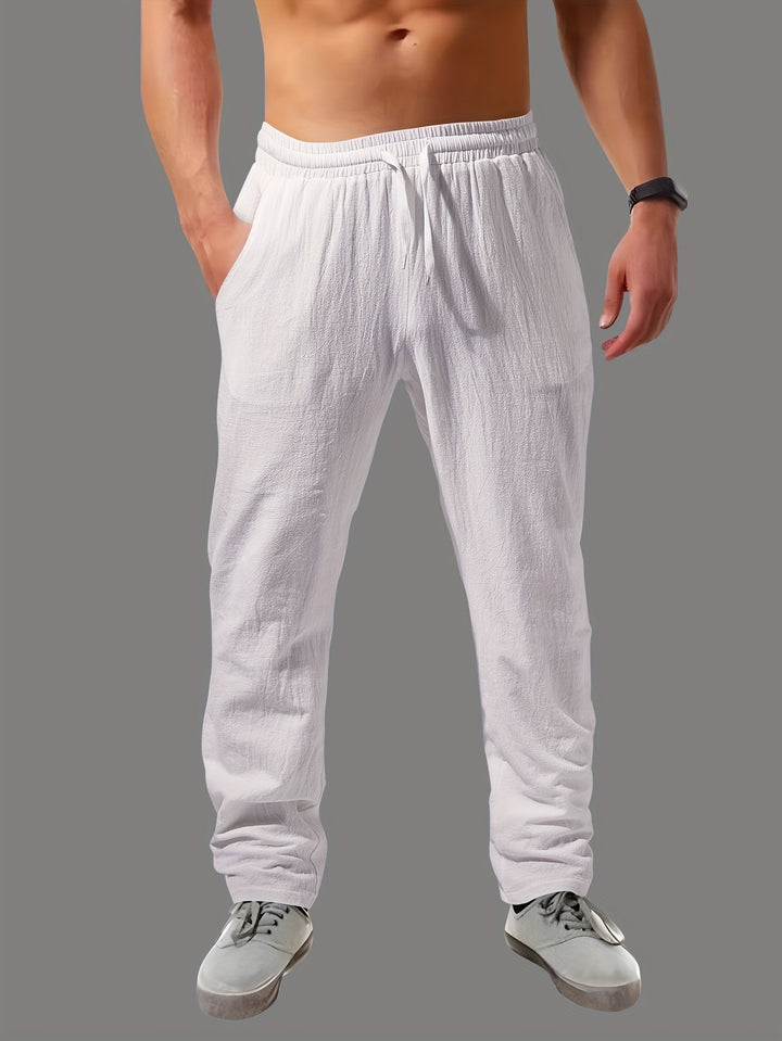 Women's High-Waisted Straight-Leg Pants with Drawstring | Loose Fit