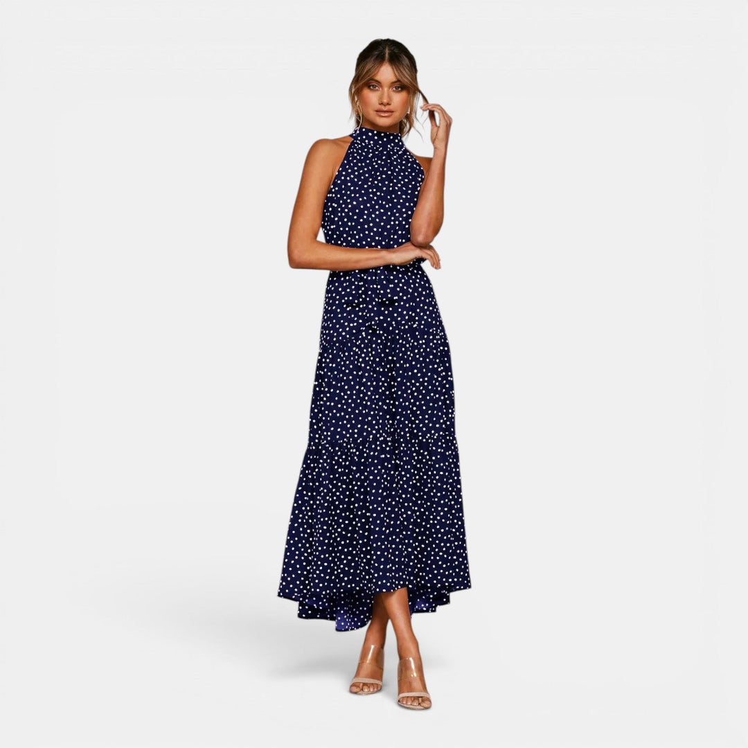 Isabella | Women's Sleeveless Polka Dot Maxi Dress