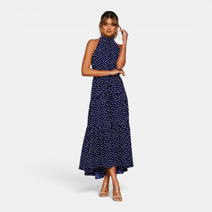 Isabella | Women's Sleeveless Polka Dot Maxi Dress