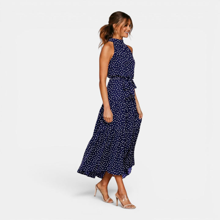 Isabella | Women's Sleeveless Polka Dot Maxi Dress
