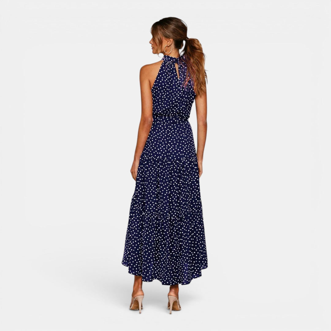 Isabella | Women's Sleeveless Polka Dot Maxi Dress