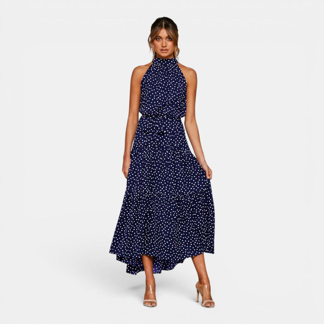 Isabella | Women's Sleeveless Polka Dot Maxi Dress