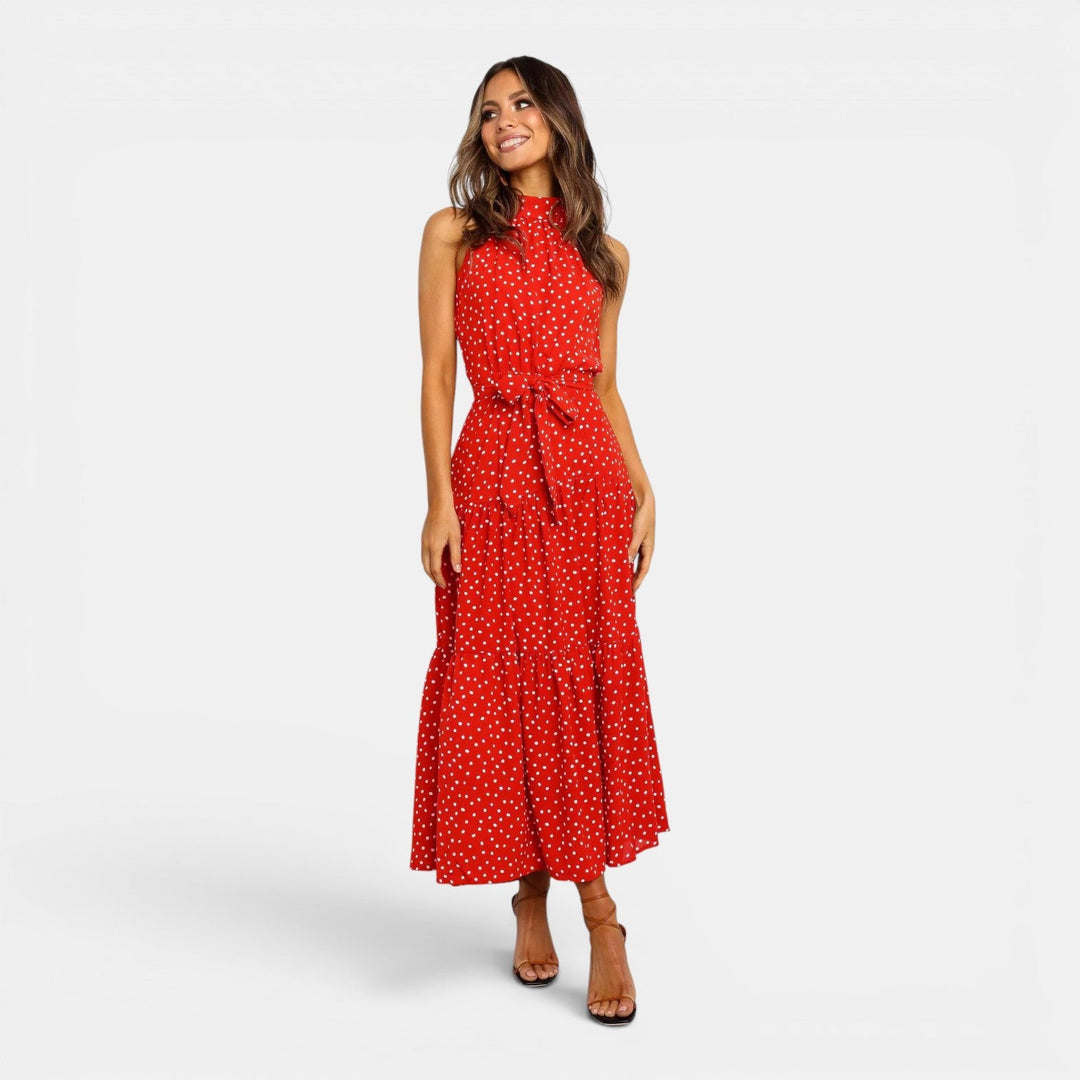 Isabella | Women's Sleeveless Polka Dot Maxi Dress
